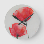 Rustieke rode aquarel papavers ronde klok (Voorkant)