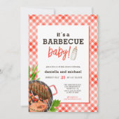 Rustieke rode barbecue baby shower kaart (Voorkant)