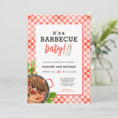 Rustieke rode barbecue baby shower kaart (Staand voorkant)