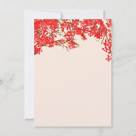 Rustieke rode bessen bessen boomtakken bruiloft kaart (Achterkant)