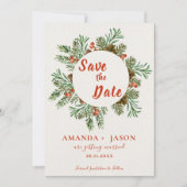 Rustieke rode bessen kerst bruiloft Save the Date (Voorkant)