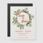 Rustieke rode bessen kerst bruiloft Save the Date (Voorkant / Achterkant)