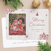 Rustieke rode bladeren aangepaste foto kerst Kaart
