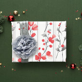  rustieke rode bloemen botanische kerst cadeaupapier
