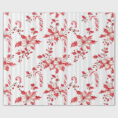 rustieke rode bloemen botanische kerst cadeaupapier (Vlak)