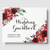 Rustieke rode bloemen elegante winter bruiloft gastenboek (Voorkant)