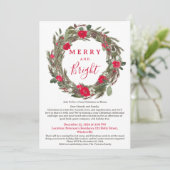 Rustieke Rode Bloemen Krans Gezellige Kerst Bijeen Kaart (Staand voorkant)