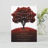 Rustieke Rode Boom String Lights Bruiloft Uitnodig Kaart (Staand voorkant)