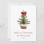 Rustieke Rode Bow Kerstboom Familie Vakantie Kaart (Voorkant)