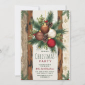 Rustieke rode bruine Ornamenten kerstfeest Kaart (Voorkant)