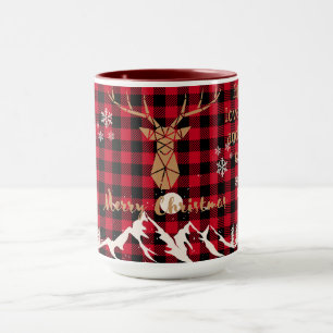 Rustieke Rode Buffalo Plaid Rendier Kerstmis Mok