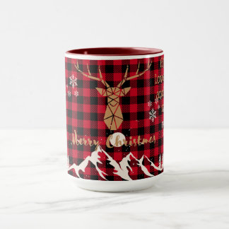 Rustieke Rode Buffalo Plaid Rendier Kerstmis Mok