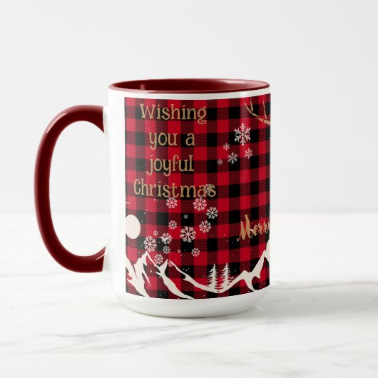 Rustieke Rode Buffalo Plaid Rendier Kerstmis Mok (Links)