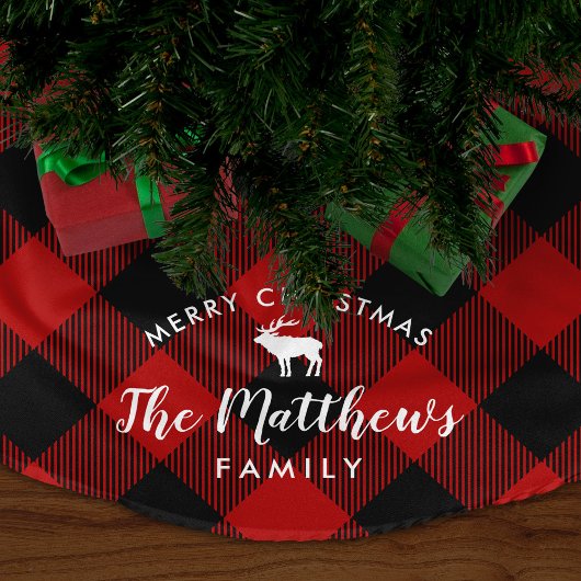 Rustieke rode buffel controleren rendier monogram kerstboom rok