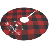 Rustieke rode buffel controleren rendier monogram kerstboom rok (Gekanteld)