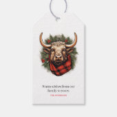 Rustieke rode buffel geruite boerderij cadeaulabel (Voorkant)