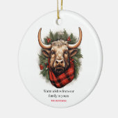 Rustieke rode buffel geruite boerderij keramisch ornament (Links)