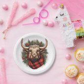 Rustieke rode buffel geruite boerderij papieren bordje (Feest)