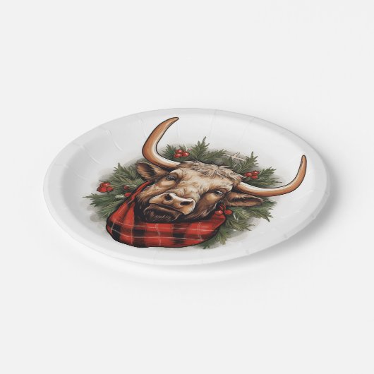 Rustieke rode buffel geruite boerderij papieren bordje (Gekanteld)