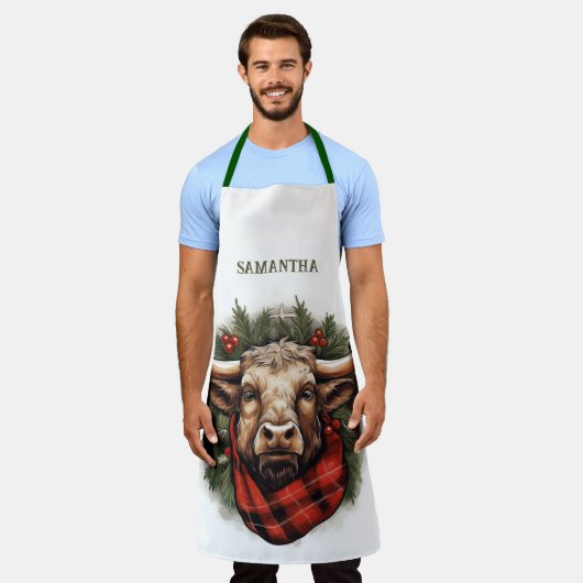 Rustieke rode buffel geruite boerderij schort (Gedragen)