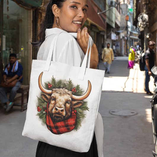 Rustieke rode buffel geruite boerderij tote bag