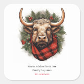 Rustieke rode buffel geruite boerderij vierkante sticker (Voorkant)