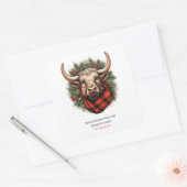 Rustieke rode buffel geruite boerderij vierkante sticker (Envelop)