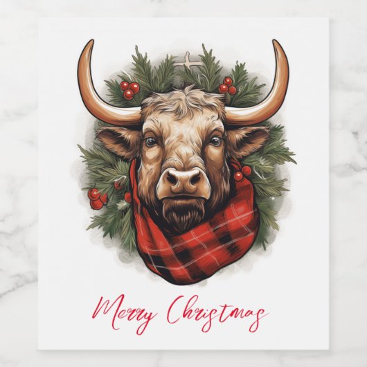 Rustieke rode buffel geruite boerderij wijn etiket (Enkel label)