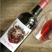 Rustieke rode buffel geruite boerderij wijn etiket