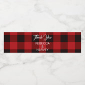 Rustieke Rode buffel plaid Kerstmis winter bruilof Waterfles Etiket (Enkel label)