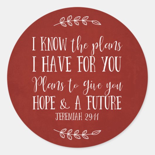 Rustieke rode Christelijke bijbelverzen typografie Ronde Sticker (Voorkant)