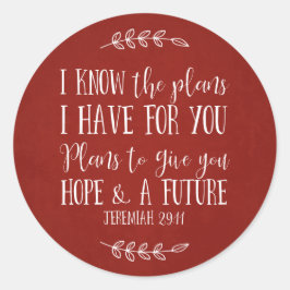 Rustieke rode Christelijke bijbelverzen typografie Ronde Sticker