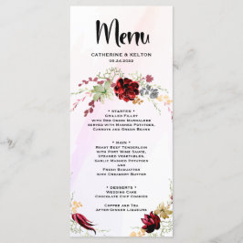 Rustieke rode elegante bloemen menu