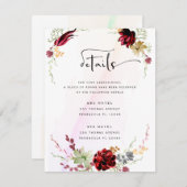 Rustieke rode elegante bloemen uitnodiging informatiekaartje (Voorkant / Achterkant)