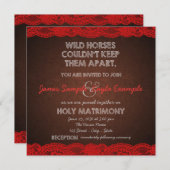 Rustieke rode en bruine land bruiloft kaart (Voorkant / Achterkant)