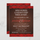 Rustieke rode en bruine land bruiloft kaart (Voorkant / Achterkant)