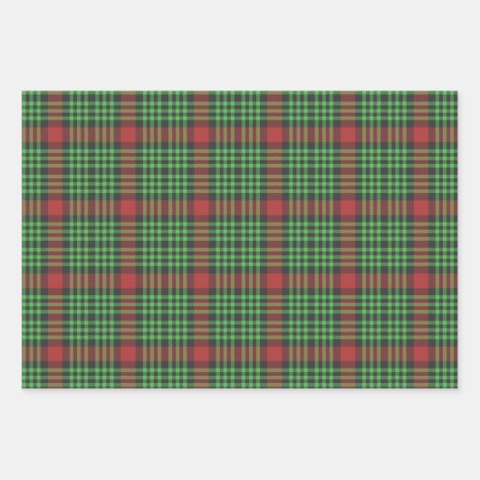 Rustieke rode en groene gespeelde patronen inpakpapier vel (Voorkant 3)