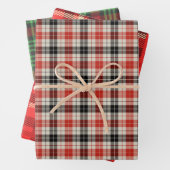 Rustieke rode en groene gespeelde patronen inpakpapier vel (In situ)