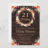 Rustieke Rode en Oranje Herfst Bloemen Krans Verja Kaart (Voorkant)