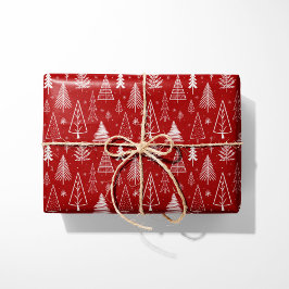 Rustieke rode en witte kerstbomen cadeaupapier
