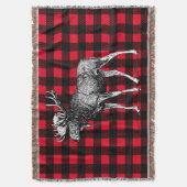 Rustieke rode en zwarte Buffalo Plaid Bull Moose Deken (Voorkant Verticaal)
