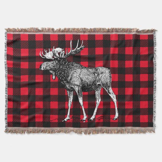 Rustieke rode en zwarte Buffalo Plaid Bull Moose Deken (Voorkant)