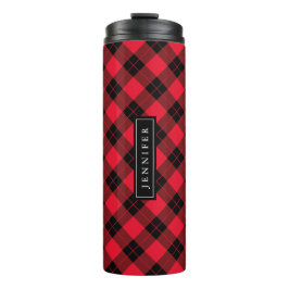 Rustieke rode en zwarte Buffalo Plaid gepersonalis Thermosbeker