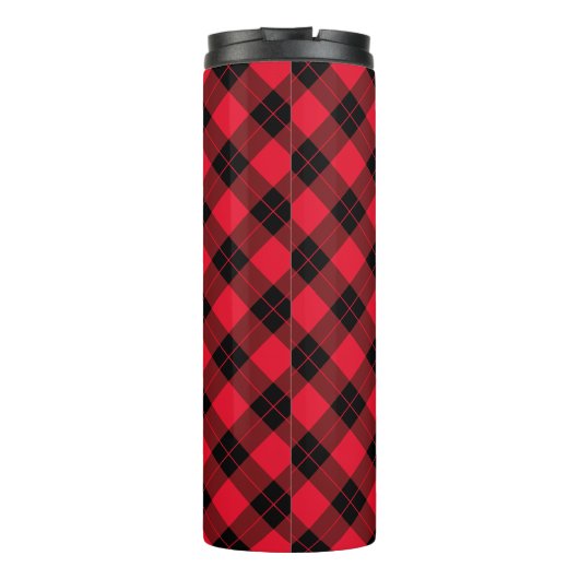 Rustieke rode en zwarte Buffalo Plaid gepersonalis Thermosbeker (Achterkant)