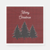 Rustieke rode en zwarte buffel geplakte kerstbomen servet (Voorkant)