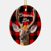 Rustieke rode en zwarte plaid - Herten Keramisch Ornament (Rechts)