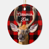 Rustieke rode en zwarte plaid - Herten Keramisch Ornament (Links)