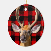 Rustieke rode en zwarte plaid - Herten Keramisch Ornament (Links)