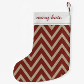 Rustieke rode faux burlap chevron patroon kleine kerstsok (Achterkant)