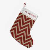 Rustieke rode faux burlap chevron patroon kleine kerstsok (Voorkant (Hangend))